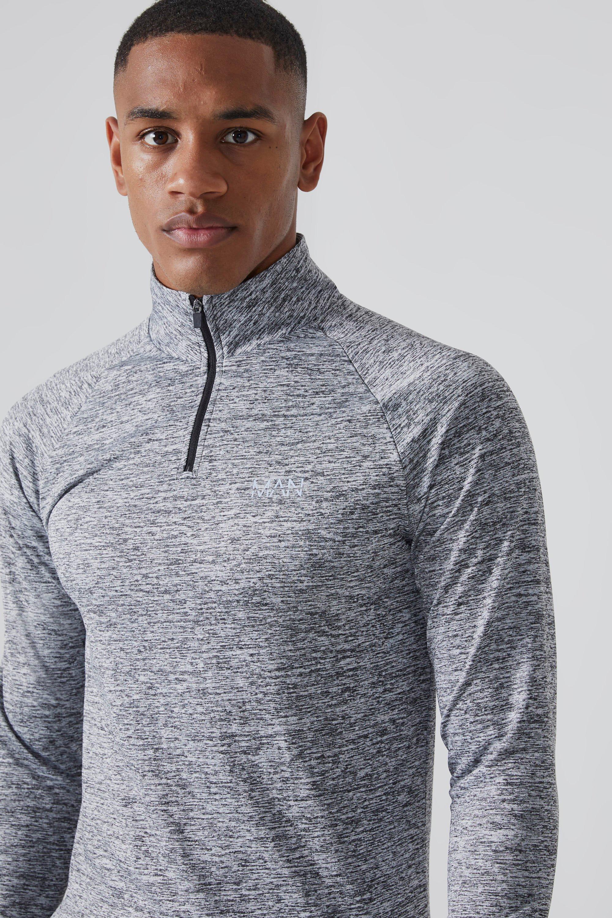 Man Active Slim Fit Funnel Quarter Zip Top Boohoo UK